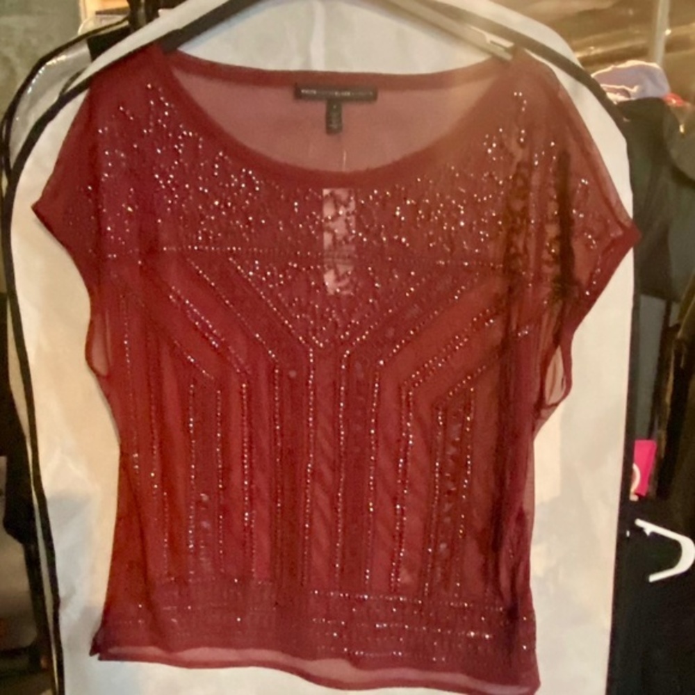 WHBM Sequence Ruby‎ Top (NWT) - Perfect Christmas Blouse